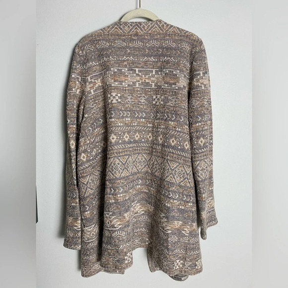 LUCKY Brand Cotton-Linen Tweed Aztec  Print Cardigan Size Large - Picture 8 of 9